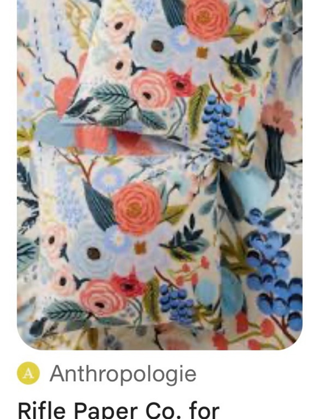 Rifle Paper Co. for Anthropologie Garden Party Euro Sham 26 x26